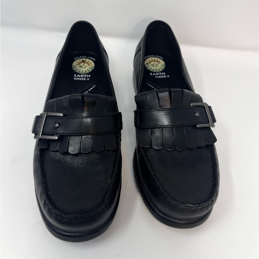Earth Shoes Women’s Size 8 Loafer Style Black Sable Leather Upper Comfort  New